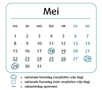 Vrije dagen in Mei